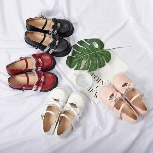 Lolita Japanese PU shoes Bowknot Princess Kawaii Girl Women Shoes JK Uniform Lolita Shoes vintage Loli 7 Colors Cos