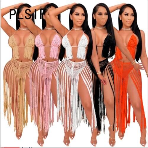 Women Knit Sexy V Neck 2 Pieces Crop Top And Maxi Skirt Two Pieces Outfits Fashion Beach Outfits