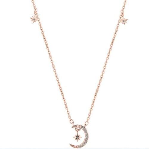 2019Classic Stainless Copper Womens Necklace Fashion Moon Star Clavicle Chain Necklaces For Women Sweater Chain