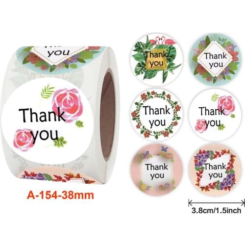 1.5inch 500pcs Flower Stickers Gift Scrapbooking Sealing Stickers Thank You Letter Birthday Wedding Present Decoration Labels