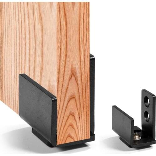 1Set Carbon Steel Floor Guide Clip Sliding Barn Door Bottom Wall Mount Floor Guides w/ Screws Door Hardware Set Black Hot Sale