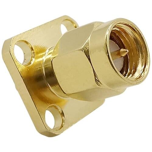 1Pcs SMA Male Plug 4 Hole Panel Flange Chassis Mount RF Coaxial Adapter Connector