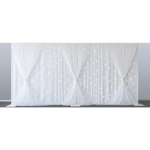 3M x 6M starlit Wedding backdrops pure white stage curtain wedding decoration background veil including curtain and lighting