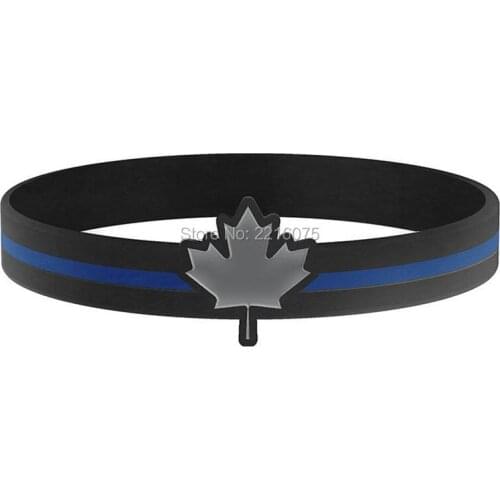 300pcs CANADA THIN BLUE LINE wristband silicone bracelets free shipping by DHL A