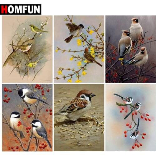 HOMFUN 5d Diamond Painting Full Square/Round ‘’Bird tree flower" Picture Of Rhinestone DIY Diamond Embroidery Home Decor