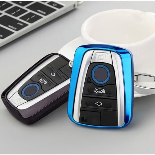 Car Key Case Shell Cover Soft TPU With Key Chain For BMW i3 i8 Soft Protective Remote Key Cover Fob Holder Black Silver