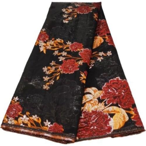 Black Latest High Quality African Nigerian Jacquard Swiss Organza Tulle Lace Fabric Embroidery Guipure Party Prom Dress 5 Yard