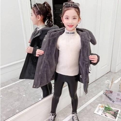 2021 New Winter Autumn Baby Girls Zipper Jacket Children Large Fur Collar Windproof Jacket Clothes Baby Girl Clothes 2T-12 Years