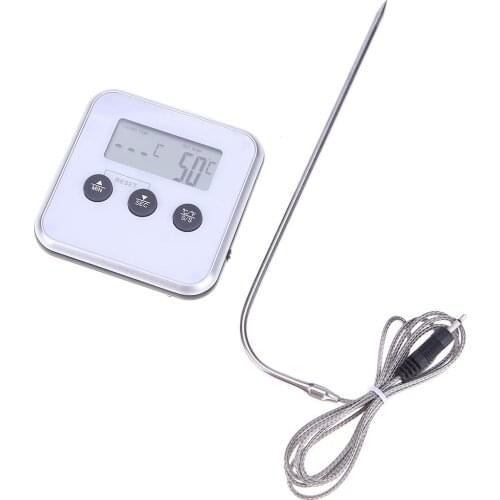 Electronic Thermometer Timer Food Meat Temperature Meter Gauge with Probe Kitchen BBQ Barbecue Baking Thermometer