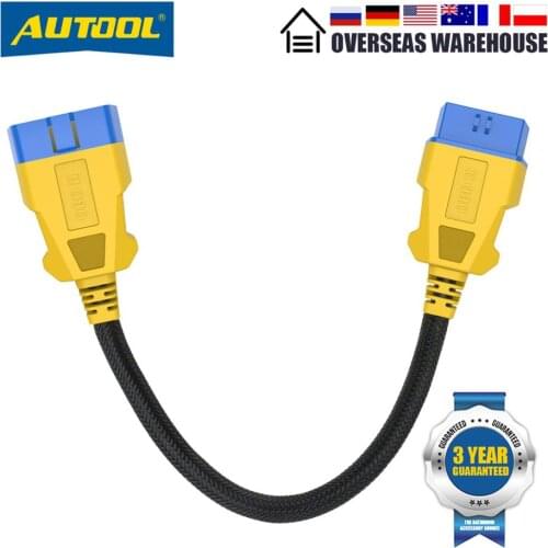 AUTOOL 36cm Car OBD 2 Extension Diagnostic Adapter Cable Auto OBD2 II Connector Scanner 16Pin Male to Female Flexible Wire