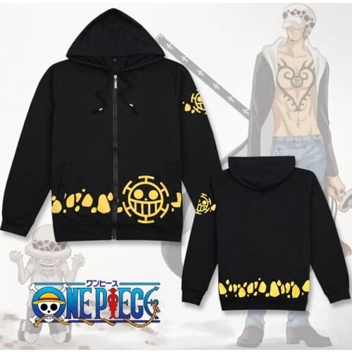 Anime One Piece Trafalgar Law Cosplay Costume Unisex Thick Warm Hooded Coat Jacket Zipper-up Hoodie Sweatshirts Free Shipping