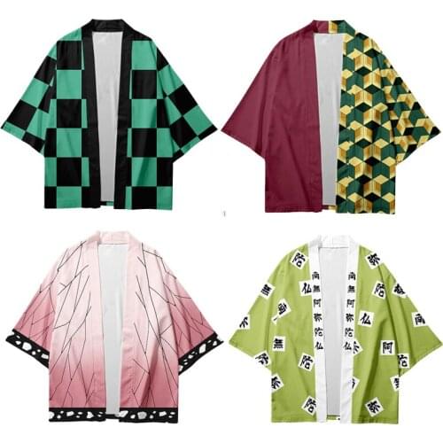 Anime Demon Slayer Kimetsu No Yaiba Tanjiro Kamado Cosplay Costume Men Kimono Plus Size Jackets Halloween Party For Women