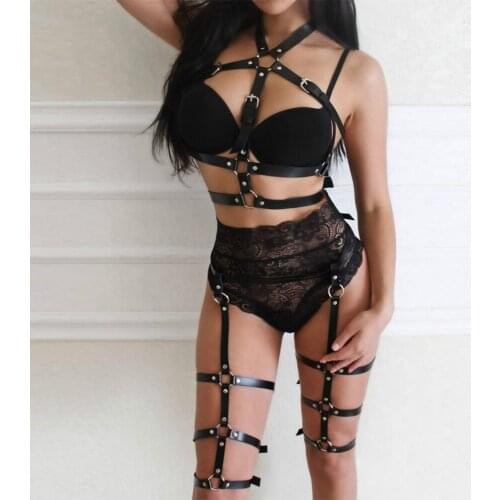 Leather Harness Woman Pole Dance Womens Belts Suspenders for Stockings Fetish Buttock Gothic Harajuku Goth Belt Bdsm Bodys Bra