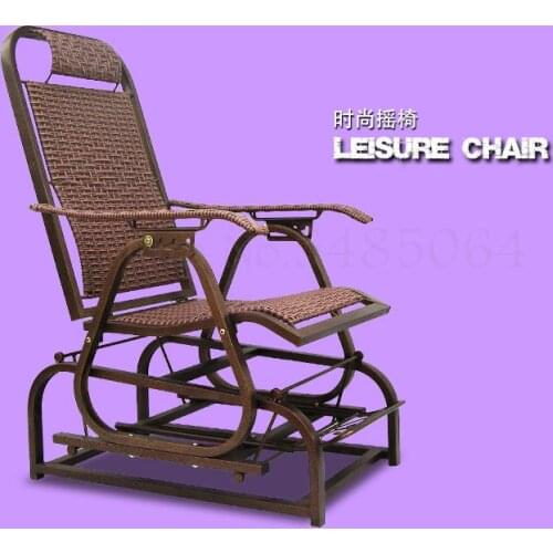 Fashion Ferroalloy Adult Rocking Chair Recliner Balcony Metal Rattan Chair Getaway Chair Assembly Rocking Chair Economy