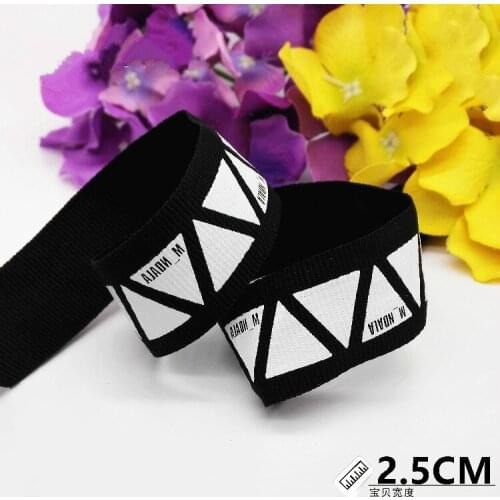 Hot sale 25mm (1 meter/lot) Black geometry grosgrain ribbon printed Triangles pattern Clothing accessories DIY handmade material