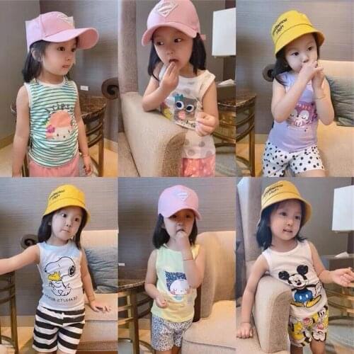 Summer Cartoon Mickey Mouse Kids Boy Clothes Sleeveless Top+pant Shorts 2pcs Set Baby Girls Clothing Sets Children Sport Suit