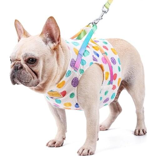 Summer Dog Cat Harness Vest Printed Cool Dogs Harness French Bulldog Harness Puppy Small Medium Dogs Cats Harness For Walking