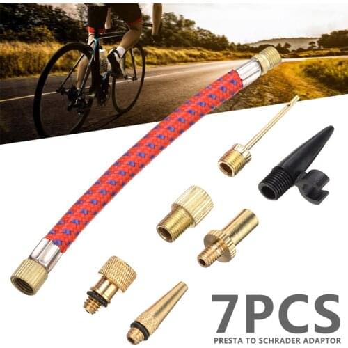 7pcs/set Multifunction Bicycle Air Pump Valve Adapters Lightweight Inflator Nozzle Tube Kit for Basketball/Football/Volleyball