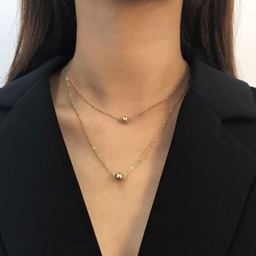 Fashion Simple Wind Bead Pendant Double Beads Women Chain Pearl Choker Necklace Jewelry On The Neck Pendant 2021 Collar For Girl