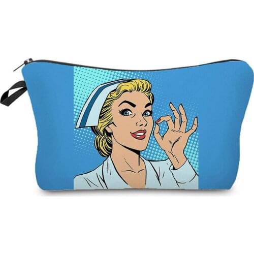 Fashion Printed Nurse Cosmetics Organizer Bag Waterproof Womens Makeup Bag Hot Sale Storage Bags for Women Small Beauty Pouch
