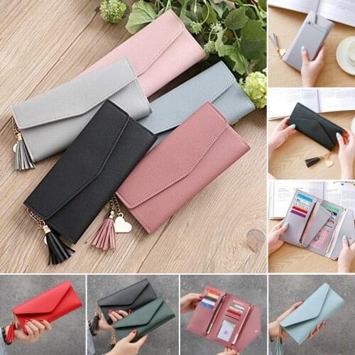 2021 Fashion Womens Wallets Simple Zipper Purses Black Purple Gray Red Long Section Clutch Wallet Soft PU Leather Money Bag