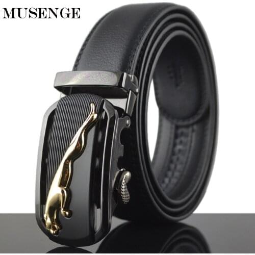 MUSENGE Men Belt 2017 Cowhide Genuine Leather Belts For Men Luxury Automatic Buckle Belts Brown Black Cinturones Hombre Male