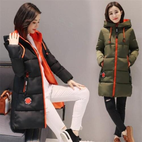 2021 new college style warm jacket female students mid-length cotton-padded jacket junior high school students winter cotton-pad