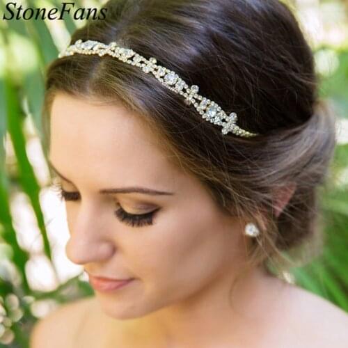 Stonefans Bling Bling Rhinestone Headband Bridal for Women Luxury Crystal Headpiece Head Chain Bridal Wedding Jewelry Party Gift
