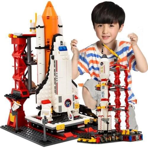 QWZ City Spaceport Space Shuttle Building Blocks Bricks Educational Kids Toys For Children Christmas Gifts