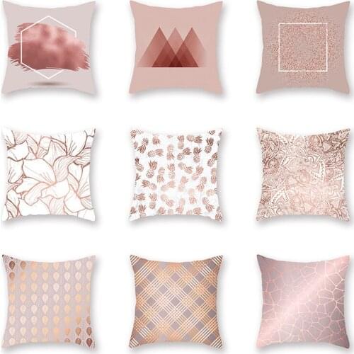 Rose Gold Geometric Series Polyester Pillow Cover Sofa Cushion Home Decorative Pillows Cover