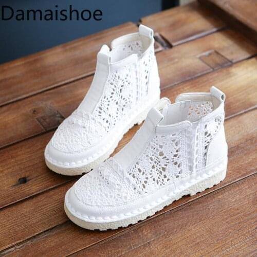 Sandal Boots Womens Mesh Surface Hollowed Breathable Closed Toe Slip-on Flat Shoe Martens Boot Comfortable Retro Ladies Sandals