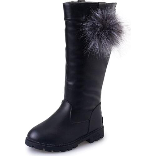 Fashion Girls Leather Plus Velvet Warm High Boots For Girls ChildrenS Kids Boots Waterproof Winter Snow Boots For Girls Shoes