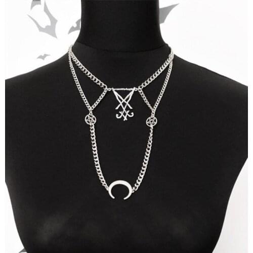 Sigil of Lucifer Pendant-Seal of Satan-Satanic Symbol-moon&pentagram-Seal Sigil-Sigil of Lucifer Necklace-luciferian Occult