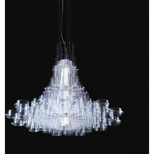 Modern LED Clear Acrylic Chandelier Pendant Lamp Living Room Dining Room Ceiling Light Fixture LED Suspension Lamps PA0509