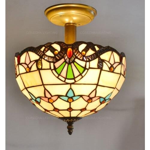 Bohemia glass semi flush ceiling lights gold iron colorful ceiling lamp in corridor hallway baby kids room bedroom kitchen light