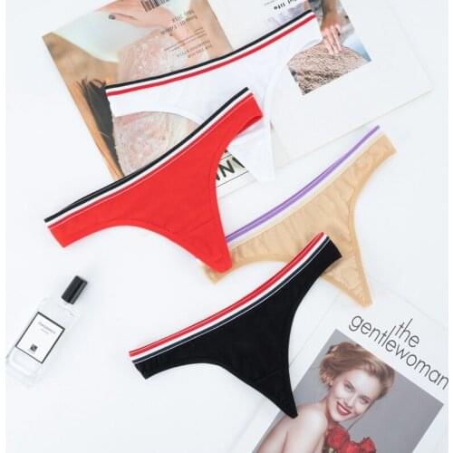 Simple Design Cotton Thongs Panties G String Fashion Women Underwear T-back Female Comfortable Stripes Lingerie Intimate Thong