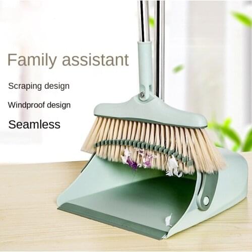 Windproof Broom and Dustpan Set Combination Household Soft Hair Comb Rotating Broom Dustpan