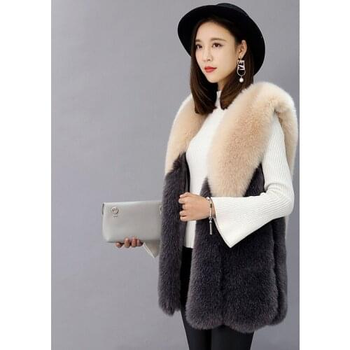 S-4XL plus size warm faux fox Fur Coat female winter fashion brand hit color sleeveless thick fur coat fur vest Outerwear wq685