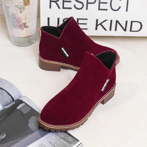 New Autumn Early Winter Shoes Women Flat Heel Boots Fashion Keep warm Womens Boots Brand Woman Ankle Botas Comfortable