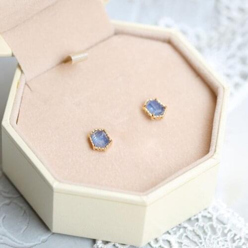 MoBuy 925 Silver Vintage Moonstone Earring For Women Mysterious Lake Blue Synthetic Sapphire 14K Gold Plated Jewelry MBEI138