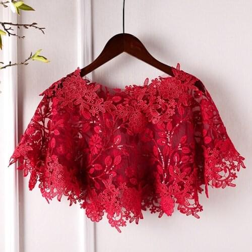 Appliqued Shawls Lace Bolero Femme Shrug For Women Red Bolero Mariage Cape For Wedding Party Dress Bridal Bolero Mujer Fiesta