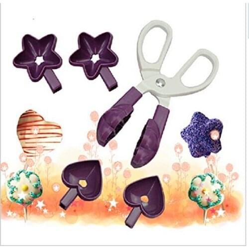 1 Set Chocolate Cake Pop Shapers Molds Heart Star Flower Scissor Handle Lollipop Moulds DIY Cake Pop Dessert Tools K229