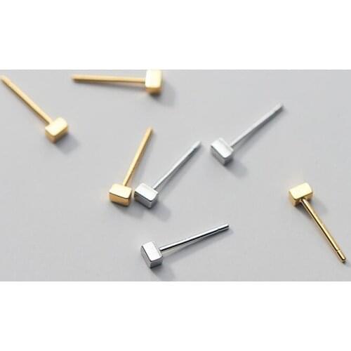 1pair Cute 3MM*2MM Tinny Genuine Real. 925 Sterling Silver Square Cube Stud Earrings jewelry for Child