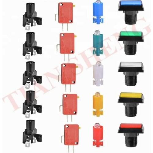 10pcs 50*33mm Bevel edg Push Button Illuminated Rectangle Push Button arcade 12V LED push button with micro switches 5 Colors