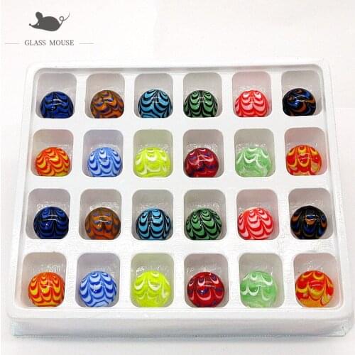 16mm Round feather design Handmade Glass Marbles Ball Charms Home Decor accessories Vase filled game Toy for Kids Children 24PCS