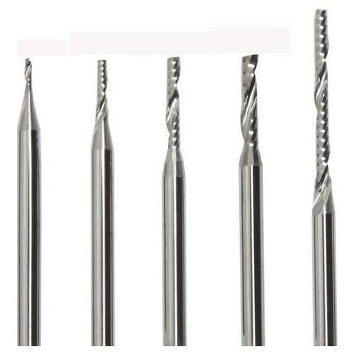 2pcs 3.175mm 1/8" Single Flute Carbide Spiral End Mills Router Bit 17mm CEL