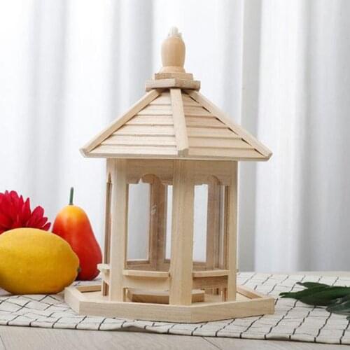2Pcs Garden Hanging Wood Bird Feeder Gazebo Lantern for Outdoors Yard Homes