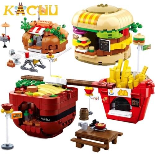 345PC DIY Toy Blocks Mini City Bricks Blocks Coffee Shop Hamburger Store Building City Architecture Bricks for Children Kid Gift