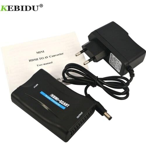 Kebidu HDMI-compatible To Scart Converter signal HD Receiver adapter converter For Phone TV with power adapter support 1080p AV