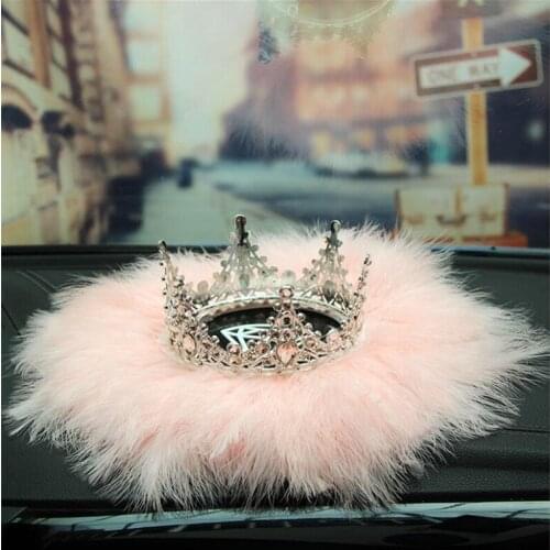 Car Crown Rhinestone Feather Anti-slip Mat Car Central Control Instrument Panel Decorations Storage Mat Car Decorations